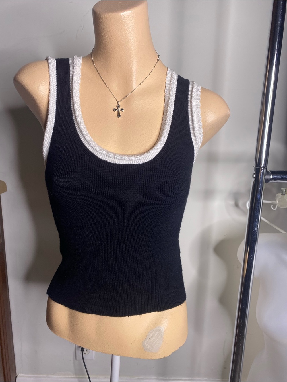 Camila Coelho Black sweaterTank with White Trim
